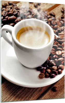 Produktbild von Bilder auf glas - Einteilig - Kaffee Tasse Espresso heiß - 50x70cm - Glasbilder - Wandbilder - Bilder - zum Aufhängen bereit - Wanddekoration aus Glas - Glas Bilder - Wandbild auf Glas - GPA50x70-2546