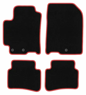 Produktbild von Velours-Fußmatten für Kia Stonic 2017- (Crossover) – 4-tlg, Schwarz/Rot, passgenau – Wielganizator CARLUX