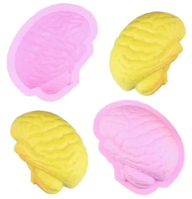 Immagine prodotto di Stampo in silicone a forma di cervello per torte, budini, cioccolato, gelatine, confezione da 2 pezzi, dimensioni 21,8 x 16,8 cm, resistente al calore
