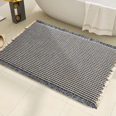 Immagine prodotto di Tappetini antiscivolo per il bagno, super assorbenti, lavabili in lavatrice, 46 x 77 cm, blu e giallo chiaro