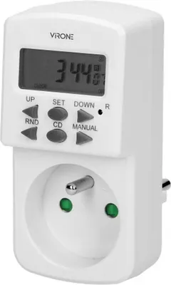 Zdjęcie produktu dla Gniazdo z elektronicznym timerem 230V, 50Hz, max. 1800W, biała, Virone, timer, 10 programów, 2P+Z