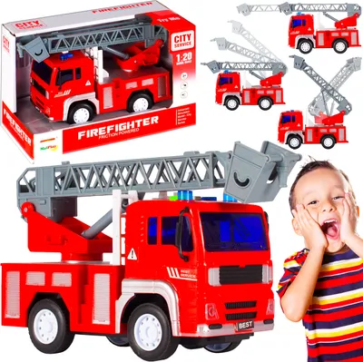Image de Jouet MalPlay camion de pompiers | mini simulation 1:20 | échelle mobile et extensible | pompiers | avec son et lumière | à partir de 3 ans | cadeau pour enfants