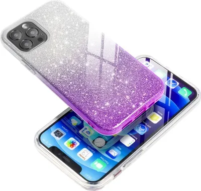 A glittery phone case is shown on top of a smartphone.