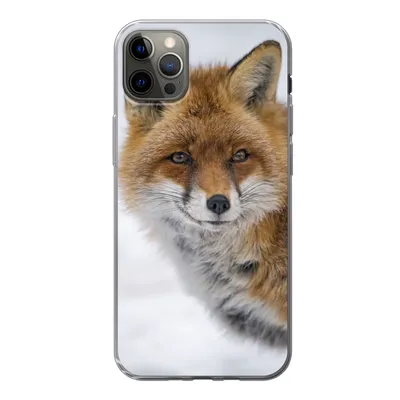 Produktbild von MuchoWow® Handyhülle Schutzhülle Hülle für iPhone 13 Pro Max Fuchs - Porträt - Schnee Silikon Softcase Handy Hülle - Mobiltelefon