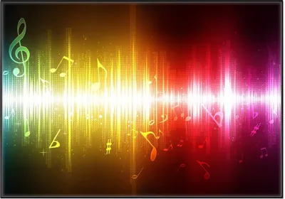 Produktbild von Wallario Wandbild Blau-gelbe Noten der Musik, Größe: 70,30 x 100,30 cm, Poster mit schwarzem Aluminiumrahmen