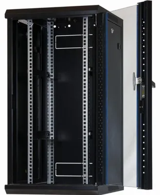 Zdjęcie produktu dla Szafa sieciowa, serwerowa Rockstable 15U - Montaż ścienny 10 cali - (WxDxH) 370x450x770mm ze szklanymi drzwiami - Czarna - Zamykana - Wstępnie zmontowana - Nośność 60kg