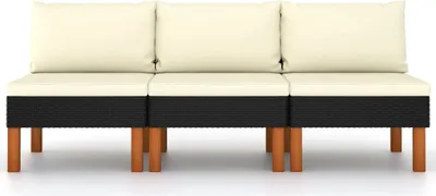 Produktbild von Mittelsofas 3 Stk. Poly Rattan und Eukalyptus Massivholz , Gartensofas Design 2024