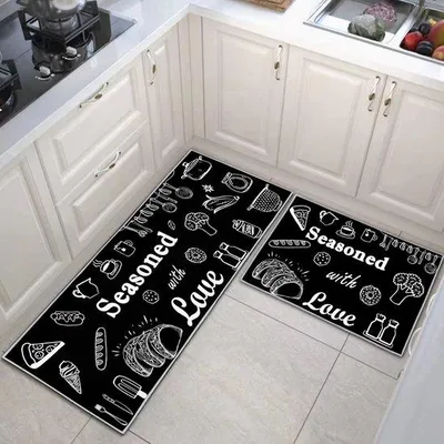 Zdjęcie produktu dla Ibenzoa® Maty antypoślizgowe do kuchni, zestaw 2 sztuk – 43 x 75 cm i 43 x 150 cm, powierzchnia z mikrofibry/poliestru o właściwościach antypoślizgowych, podkład lateksowy, można prać w pralce