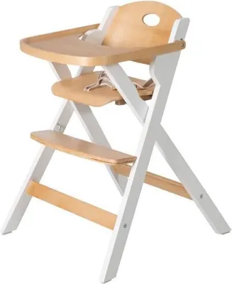 Image de Chaise Haute Pliable Roba Fold Up Smart, Plateau Repas, Harnais de Sécurité, Bois Blanc, 79 x 58 x 59 cm