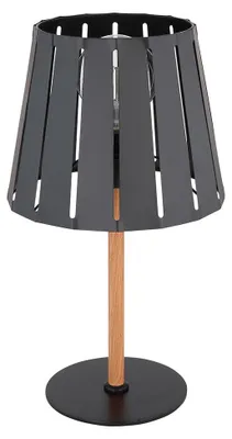 Produktbild von Tischleuchte, Metall Holzoptik, schwarz, H 45 cm