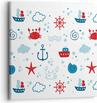 Produktbild von Bild auf Leinwand - Leinwandbild - Meer Boot Anker Schiff - 40x40cm - Wand Bild - Wanddeko - Leinwanddruck - Bilder - Kunstdruck - Wanddekoration - Leinwand bilder - Wandkunst - AC40x40-2889