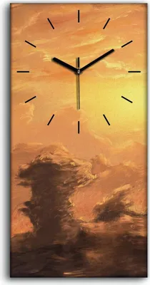 Produktbild von Dekor Leinwand Uhr Wandbilder 30x60 Gemälde Himmel Sonnenuntergang Natur - schwarze Hände