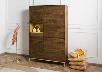Produktbild von MASSIVMOEBEL24 Highboard Mango 111x45x175 braun geölt CHICAGO #109