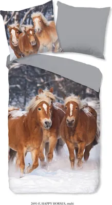 Produktbild von Good Morning Kinder Bettwäsche mit Pferde - 135x200 cm - Flanell/ Biber