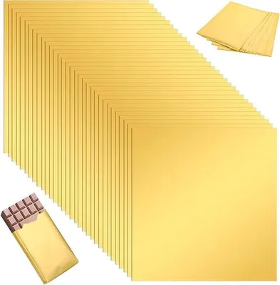 Produktbild von 16x19cm Gold-Alu-Folie für DIY-Süßigkeiten und Schokoladen-Dekoration