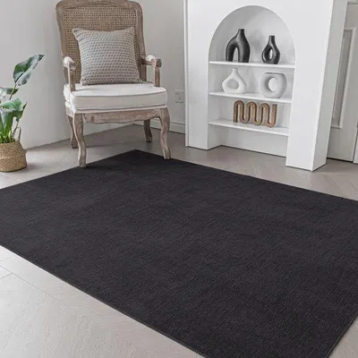 Obrázek produktu pro Uniqoos® Koberzec s krátkým vlasem, 100% polyester (bavlna), béžová barva, protiskluzová TPR spodní strana, lze prát v pračce – vhodný do všech obytných prostor