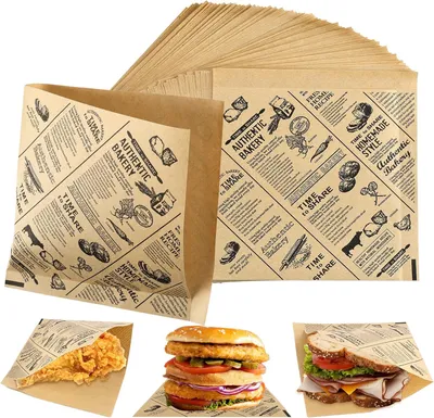 Produktbild von 150 Stk Dickes Burger Papier,Deli Papierbl?tter, K?sepapier, Wasserdicht und ?l Burger Tš¹ten,Sandwich Paper,fš¹r Burgers, Pommes,Butterbrot 15 x 15 cm