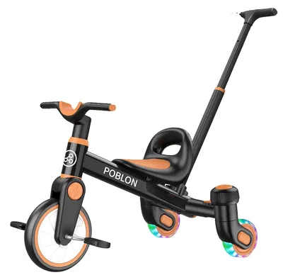 Immagine prodotto di Triciclo per bambini, ruote girevoli a 360°, sedile regolabile, colore nero