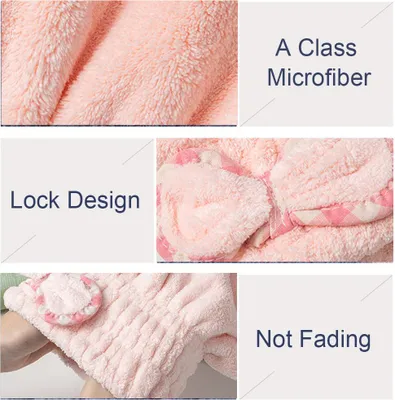 Obrázek produktu pro 2 balení čepic na fén, měkké a savé, rychleschnoucí, turban na vlasy, ručník, sprchová čepice