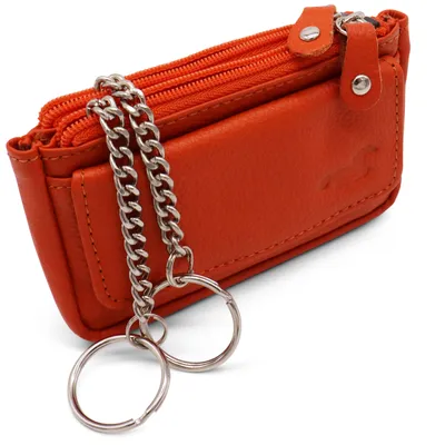 Obrázok produktu pre Safekeepers puzdro na kľúče - puzdro na kľúče na zips - puzdro na kľúče pre dámy - priečinok na kľúče - peňaženka na kľúče - taška na kľúče - taška na kľúče pre mužov - Orange