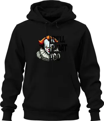 Produktbild von Pennywise Horror Clown Grusel Halloween Retro Vintage Unheimlich Uni Hoodie Kapuzenpullover, Schwarz, L