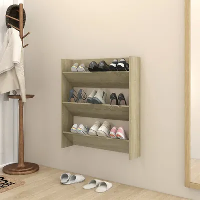 Zdjęcie produktu dla The Living Store Szafka ścienna na buty dąb sonoma 80x18x90 cm materiał drewnopochodny