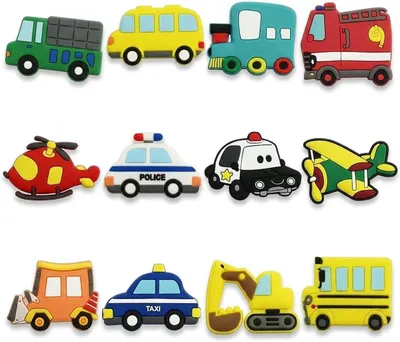 Produktbild von Kühlschrankmagneten 12 Stück, 3D Fahrzeugmotive, bunte Gummimagnete, für Kinderzimmer