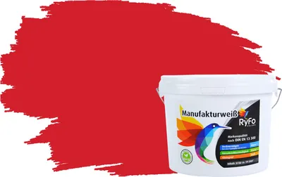 Produktbild von RyFo Colors Bunte Wandfarbe Manufakturweiß Feuerrot 3l - weitere Rot Farbtöne und Größen erhältlich, Deckkraft Klasse 1, Nassabrieb Klasse 1