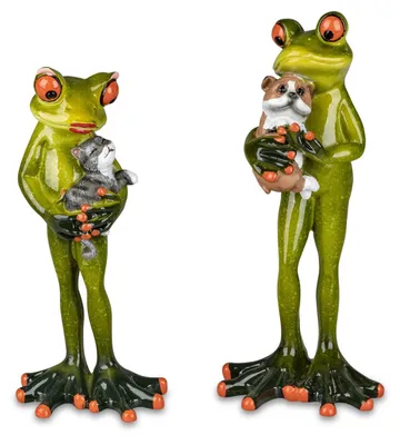 Image de Lot de 2 grenouilles rigolotes Formano Peintre amateur Figurine de 16 cm Couple de grenouilles Artiste Art