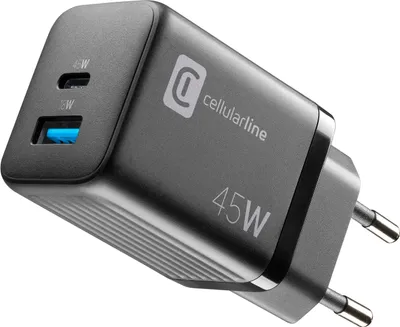 Image de Cellularline Chargeur de voyage 45W Multipower 1 x USB C et 1 x USB A ACHUSBGAN2PD45WK