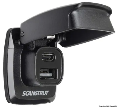 Obrázek produktu pro SCANSTRUT Flip Pro – vodotěsná zásuvka USB-A a USB-C – Osculati 14.195.80