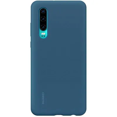 A blue Huawei phone case is shown from the back against a white background.