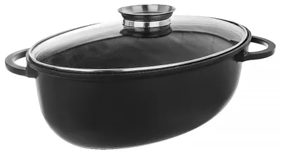 Productafbeelding van Granieten braadpan met ovaal deksel - 8 liter - 45 x 27,5 cm - Zwart