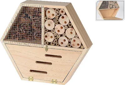 Produktbild von Insektenhotel Bienenhotel 6-eckig 30x26x6,5cm natur