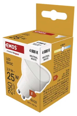 LED žárovka Basic MR16 / GU10 / 2,9 W (25 W) / 250 lm / neutrální bílá