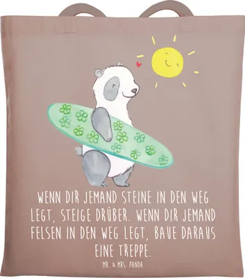 Produktbild von Mr. & Mrs. Panda Tote Bag Stolpersteine im Alltag meistern - Braun Pastell - Geschenk, Tasche, Erfolg, Shopping, Vertrauem, Zuversicht, Trost, Uni, Schultasche, Unitasche