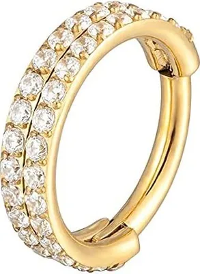 Produktbild von Karisma 2 Rings Titan G 23 Hinged Segmentring Charnier/Conch Clicker Ring Piercing Ohrring Premium Zirkonia Stärke 1,2mm BHCRZ- - Gold 10mm