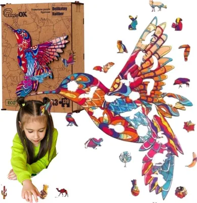 Zdjęcie produktu dla Puzzle drewniane eko 120 Delikatny koliber A3