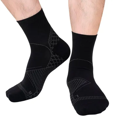 Produktbild von Orthopädische Kompressionssocken für Neuropathie und Plantarfasziitis, 1 Paar, schwarz