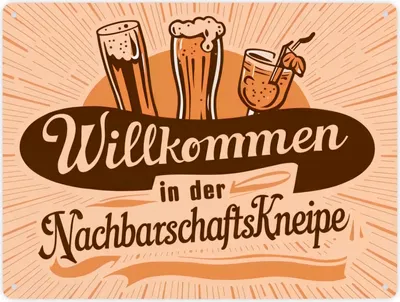 Produktbild von Bier Wein und Cocktail Metallschild XXL in 28x38 cm - Willkommen in der