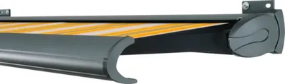 Produktbild von SOLUNA Kassettenmarkise Exclusiv 6x1,5 Stoff Dessin 30A774 Gestell RAL 7016 anthrazitgrau Antrieb rechts inkl. Motor und