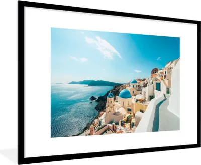 Produktbild von MuchoWow® Gerahmtes Poster Nachmittag in Santorini Griechenland 90x60 cm - Poster mit Schwarzem Bilderrahmen Wandposter Rahmen Foto Bilder - Wanddekoration - Fotos