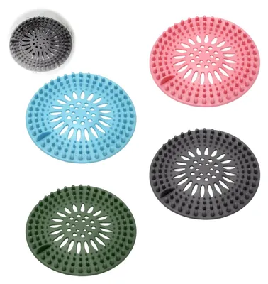 Produktbild von 4 Stück Haarfänger für die Dusche, Haarsieb aus Silikon (12,5 cm), Duschabfluss Haarfänger für Badewanne und Badezimmer
