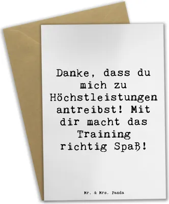 Produktbild von Mr. & Mrs. Panda Klappkarte Spruch Motivierender Fitness-Trainer - Weiß - Geschenk, Aufmerksamkeit, handgefertigt, Danke, vatertagskarte, osterkarten, einladungskarten