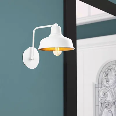 Produktbild von Opviq, Wandleuchte aus Metall, Weiß, 19 x 27 cm, Höhe: 24 cm | E27 Fassung, max. 40 W | IP20, Industrie-Design, ideal für moderne Wohnräume und Büros.