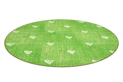 Produktbild von Teppich für Kinder HEARTS Kreis Jeans, vintage Herzen - grün Grün rund 170 cm
