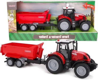 Productafbeelding van Boerderij Speelgoed - Tractor met Aanhanger - Kinderspel - Licht en Geluid - 37 cm - Rood