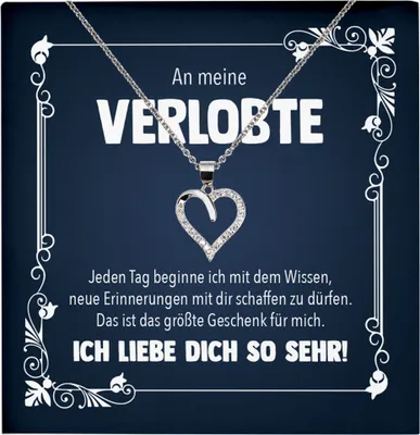 Produktbild von 22Feels Echt Silber Halskette - Verlobte Geschenk Frauen Schmuck Set Verlobung Valentinstag Geburtstag Weihnachten - Herz Anhänger, Karte