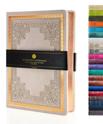 Productafbeelding van Dagboek, hardcover, kunstleer, vintage, geruit, A5, abrikozenkleurig, 14,5 x 20,6 cm, 320 pagina's