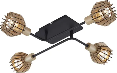 Produktbild von Deckenleuchte Schwarz-pale-gold Holzschirm Ahorn 4 Flg. E14